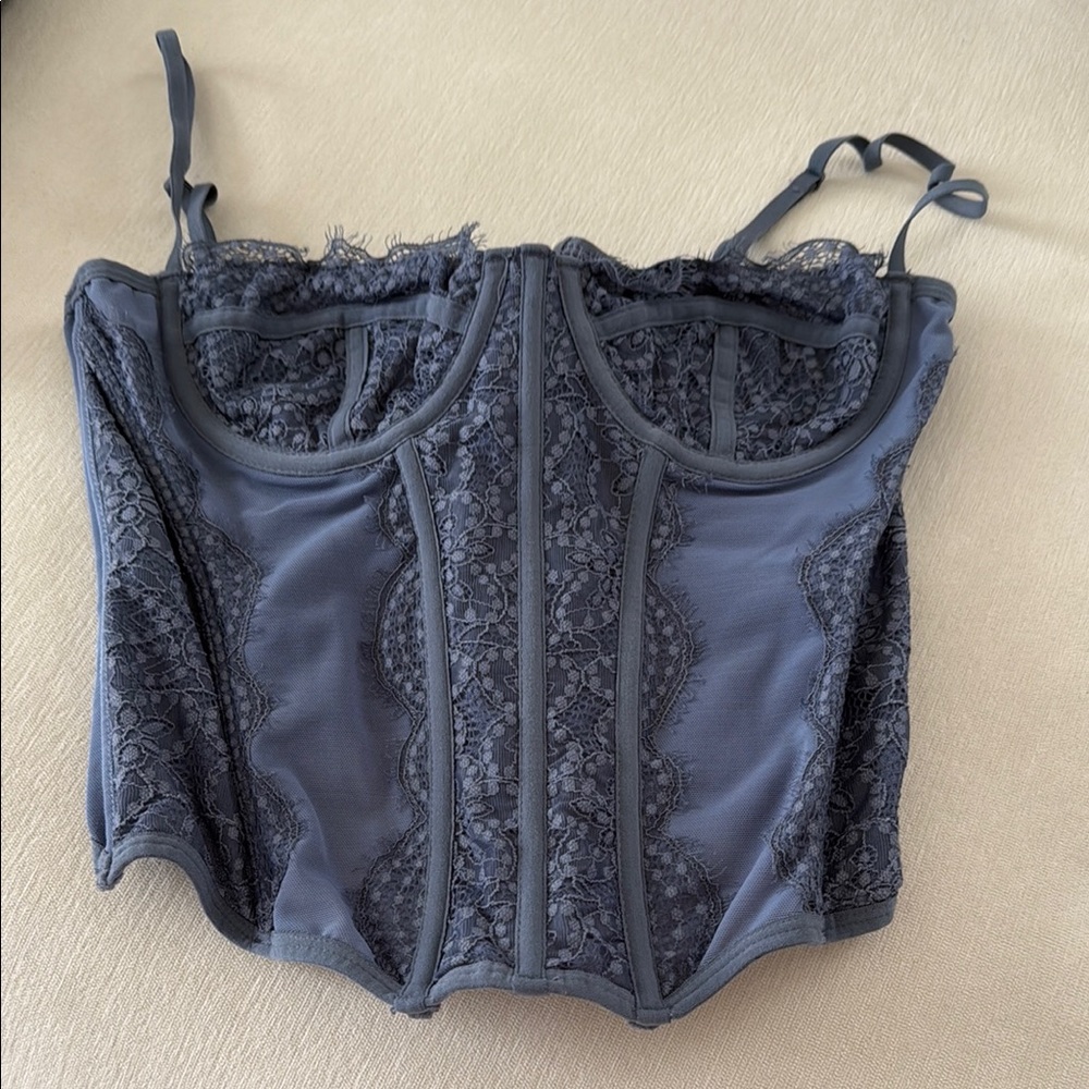 Elegant Gray Lace Corset Top